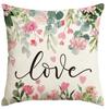 Funda de Almohada de Flores Rosas de Venta Caliente Transfronteriza Elementos de Letras Lindos para el Día de la Madre Funda de Almohada Material de Lino
