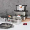 Caja Portátil Cuadrada de Acero Inoxidable Gran Capacidad a Prueba de Fugas Caja de Almacenamiento para Conservar la Frescura Sellada para el Hogar Caja Bento Kimchi Lunch Box