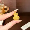 Tienda de Oro Mismo Estilo Oro Antiguo Chapado Diamantes Incrustados Cepillado Calabaza Colgante, Nuevo Estilo Chino Versátil Asiento de Loto Cadena de Suéter Colgante para Mujer