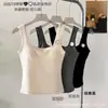9967 # Chaleco de estilo coreano simple y elegante para otoño e invierno con tejido cepillado, copas incorporadas, tirantes anchos, efecto adelgazante, adecuado tanto para llevar solo como debajo de otra prenda, top sin mangas