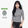 Direto do Fabricante, Camiseta Feminina Lisa para Primavera e Verão, Ombro Normal, Gola Meia-Alta, Modelagem Justa, Casual, Unissex, Top de Manga Média