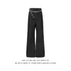 Jeans Retrô Americano de Perna Larga para Homens e Mulheres, Versátil com Design de Botão Fluido, Calças Casuais de Perna Larga, Preto, Outras Cores