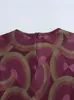 ZA comércio exterior estilo europeu e americano feminino novo temperamento estampa textura de seda versátil elegante vestido midi vestido de manga comprida
