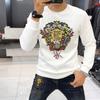 Sudadera de Moda de Otoño e Invierno Nueva para Hombre con Cuello Redondo, Terciopelo, Patrón Animal de las Cinco Bendiciones, Ajuste de Moda para Hombre, Ropa Exterior de Manga Larga