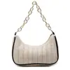 Verão Nova Bolsa Versátil de Moda Palha Tecida Retrô Baguete de Axila Bolsa Simples Literária de Ombro Único de Mão Transversal para Mulheres
