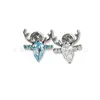 Pendientes de Titanio de Moda F136 Aleación de Titanio Cuerno Stud Zirconia Incrustada G23 Titanio Stud para Labio Stud para Hélice de Oreja Joyería para Piercing Corporal