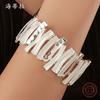 Pulsera Elástica Geométrica Exagerada de Esmalte de Venta Caliente Transfronteriza para Mujer, Pulsera Creativa Asimétrica de Aleación de Alta Gama