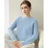 Vitalidade jovial sem ser ostensivo~ Suéter feminino de cashmere puro com gola redonda e color blocking moderno, malha solta versátil