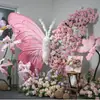 Decoración de ventana de exhibición de flores artificiales de mariposa gigante, soporte de mariposa floral, flor decorativa para accesorios de fotos y exhibición