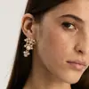 Oscar De La Renta Estilo Europeo y Americano Oro Real de 18 Quilates Galvanizado Pendientes Exagerados de Diamantes Brillantes de Imitación para Mujer Estilo Nuevo