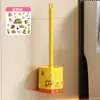 Juego de Cepillo para Inodoro, Cepillo Suave de Cerdas para el Hogar, Sin Esquinas Muertas, Cepillo de Limpieza con Mango Largo con Base para Baño e Inodoro