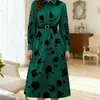 Amazon Ropa Europea y Americana para Mujer Nueva Moda Elegante Casual Cuello de Camisa Corbata Cruzada Dobladillo Amplio Vestido
