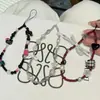 Ins Dibujo Animado Hecho a Mano con Cuentas Funda para Teléfono Móvil Cadena Colgante Llavero Pulsera DIY Colgante para Cámara CCD Mochila Anti-Pérdida