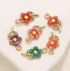Acero Inoxidable Lindo Flor Colgante Doble Cara Gota de Aceite Accesorios DIY Colgante Pulsera Collar Aretes Accesorios