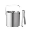 Balde de Gelo de Aço Inoxidável Amazon Camada Dupla Isolamento Balde de Gelo Metálico Balde de Vinho com Gelo Balde Fosco para Coquetel com Tampa Alça de Clipe para Gelo