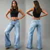 Pantalones de pierna ancha versátiles y elegantes, populares para mujer, primavera/otoño 2026, de importación, pantalones largos de mezclilla elegantes y cómodos, en stock