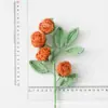 Lana de Tejer Creativa Flor de Rosa de Múltiples Cabezas Rama Decoración Regalo Tejido de Lana Crochet Casero Ramo