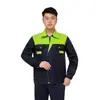 Conjunto de ropa de trabajo personalizado con bloques de color de primavera y otoño y franja reflectante para hombre, top de manga larga estilo marinero, ropa de trabajo de protección laboral para el sector eléctrico State Grid
