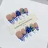 Nai Zi Uñas Portátiles Puras Hechas a Mano Modelo Nuevo Otoño e Invierno B306 Completamente Pintadas a Mano Talladas Estilo Francés Elegantes Pegatinas para Uñas de Comercio Exterior