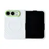 Funda magnética para teléfono con patrón de ondas, color sólido, compatible con Apple 18DUO, iPhone Duo, con cordón, a prueba de caídas y elegante