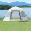 Barraca hexagonal de camping para uso externo para comércio exterior, espessa, à prova de chuva e à prova de sol, adequada para 5-8 pessoas, equipamento externo totalmente automático de abertura rápida