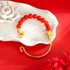 Vietnam Ouro ágata vermelha contas meia pulseira feminina Lótus estilo chinês pulseira elegante flor rica estilo celebridade da internet atacado de fábrica
