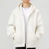 Sudadera con capucha y cremallera para hombre, estilo primavera y otoño, chaqueta casual holgada, top deportivo de color liso, chaqueta de marca de moda para hombre