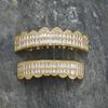 Europa y Estados Unidos hip-hop doble escalera cuadrado lleno de zirconias frenos hombres 8 dientes de oro flash grillz explosiones transfronterizas al por mayor