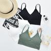 Ropa interior elástica sin costuras para mujer, chaleco deportivo con copa triangular desmontable, para la espalda, con escote en U grande y base exterior.