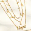 Design minimalista estilo francês com cravação de zircônia, série de pingentes múltiplos, aço inoxidável banhado a ouro 18k, pulseira e colar de joias femininas
