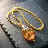 Colgante de gota de agua de ámbar sintético, Colgante de cera de abeja sin preocupaciones, Regalo de cadena para suéter, Collar colorido de ámbar de sangre sintética para hombres y mujeres, Regalo para transmisión en vivo