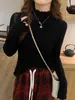 Suéter Jing Ya Clothing Amarelo Gola Meia-Alta Feminino Outono Inverno Camada Interna Inverno Aveludado Espesso Camada Base Peça Única Top de Veludo