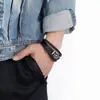 Moda Europea y Americana Pulsera de Timón Trenzada Multicapa de Aleación de Zinc para Hombre Pulsera de Cuero Simple de Moda Transfronteriza Joyería