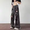 Calça jeans masculina com design rasgado estilo americano, calça pantalona retro trendy de alta rua, calça leve de verão