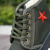 Sapatos de Algodão Estrela VermelhaSapatos de Liberação Acolchoados, Espessados e Forrados com Lã, Antiderrapantes, Quentes, Sapatos de Treinamento para Trabalho, Sapatos de Segurança, Sapatos de Construção, Sapatos de Algodão