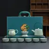 Juego de Té Kung Fu de Cerámica Ge con Tetera, Tazas de Té y Taza de Maestro para Uso en Casa, Cerámica Estilo Japonés Vintage Regalo