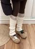 Meias Femininas Estilo Coreano Outono e Inverno Meias Empilhadas Tricotadas Floco de Neve Emagrecedoras Quentes Cinza Cobertura de Cano Vintage Hot Girl