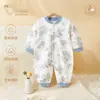 Macacão de bebê para primavera e outono, algodão puro, macacão de manga comprida para meninos e meninas, roupa de engatinhar, pijama, roupa de casa, roupas para recém-nascidos