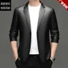 Chaqueta de Cuero para Hombre de Estilo Nuevo Primavera y Otoño 2026 Casual de Negocios Solapa Abrigo de Cuero Traje Estilo Papá Ropa de Abrigo