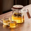 Copo de Vidro Elegante Infusor de Chá Bule Doméstico para Uma Pessoa Separação de Água e Chá Tipo Prensa Filtração de Uma Tecla Xícara de Chá Conjunto de Chá