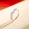 Nuevo Anillo de Pareja Nudo Doble para Hombre y Mujer un Par de Anillos Abiertos Simples Negro y Blanco Línea de Pegamento Gota Entrelazado Anillo de Pareja