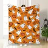 Ventas Directas de Fábrica Transfronterizas Venta al por Mayor Manta de Franela de Calabaza Fantasma de Halloween Manta Impresión Digital 3D