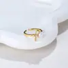 Anillo Abierto Ajustable con Medio Lazo y Fila de Perlas para Mujer, Anillo de Dedo Índice de Lujo Ligero de Nicho