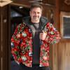 Nueva Chaqueta Acolchada de Algodón Punk de Invierno para Hombre 2024 Cárdigan Estampado Digital Moda Urbana Chaqueta Acolchada de Algodón con Capucha