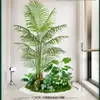 Combinação Paisagística de Plantas Artificiais Verdes Estilo Tropical com Vasos para Escadas Internas e Varandas, Plantas Verdes Grandes para Decoração de Casa, Sem Manutenção