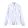 Para Comercio Exterior Europeo y Americano Transfronterizo Ropa de Mujer, Popular en Aliexpress, Diseño Versátil de Otoño para la Oficina, Camisa Blanca Blanca con Cintura Fruncida