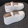 Sapatos Brancos de Couro Genuíno com Aumento de Altura Oculto para Mulheres, Novo Estilo Primavera/Verão 2026, Sapatos Casuais de Solado Grosso, Tênis, Sapatos Plataforma