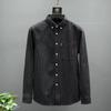 Camisa de Manga Larga para Hombre con Forro Polar Engrosada Estilo Coreano Slim-Fit Rayada Cálida Camisa para Hombre Otoño Casual Chaqueta de Moda