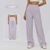 Pantalones de pierna ancha con cintura elástica para mujer, pantalones largos casuales ligeros y transpirables, pantalones deportivos de yoga para correr al aire libre con bolsillo grande