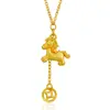 Nuevo Color Dorado Antiguo, Hazte Rico Inmediatamente, Cadena con Borla de Moneda de Pony, Joyería de Collar Exquisito de Lujo Ligero para Mujer al por Mayor